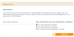 Newsletter abbestellen: Screenshot von dress-for-less.de