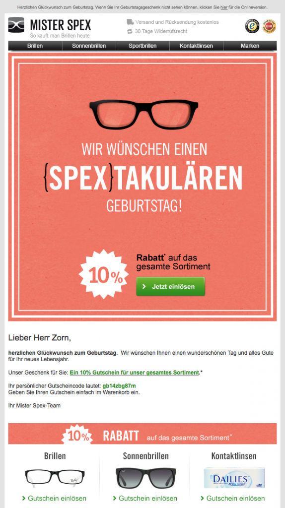 Beispiel: Geburtstagsmail