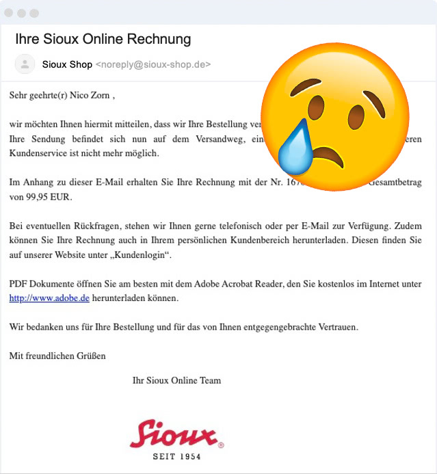 Screenshot: Transaktionsmail (Beispiel)