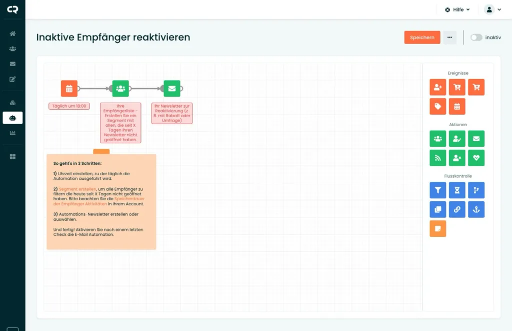 Screenshot: Marketing Automation mit Cleverreach